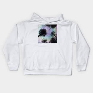 Summer Holographic Gradient Palm Trees Design Kids Hoodie